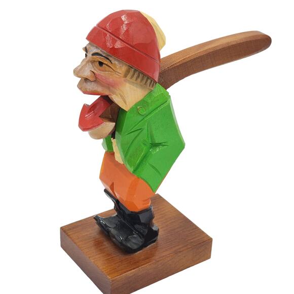 Nutcracker German Fisherman Fishing Hand Wood Carved Vintage Rare 9" - Picture 1 of 10